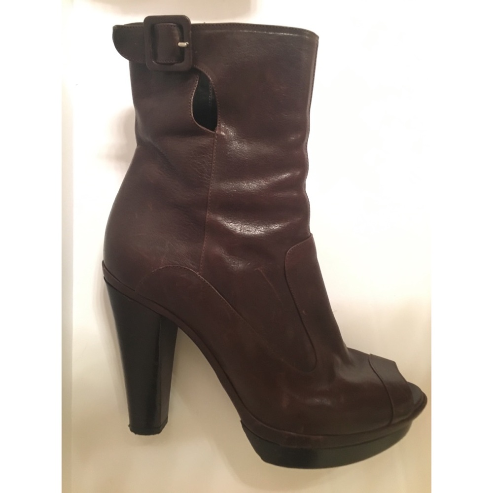 SONIA RYKIEL Flirty Open-Toe Dark Brown Boot 10